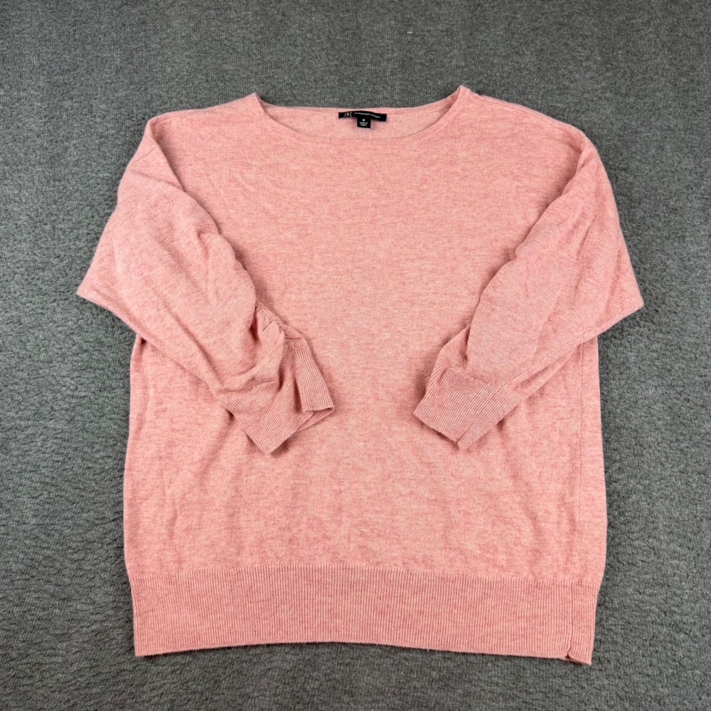 INC International Concepts Sweater Womens M Pink Ruched Sleeve Cashmere Blend